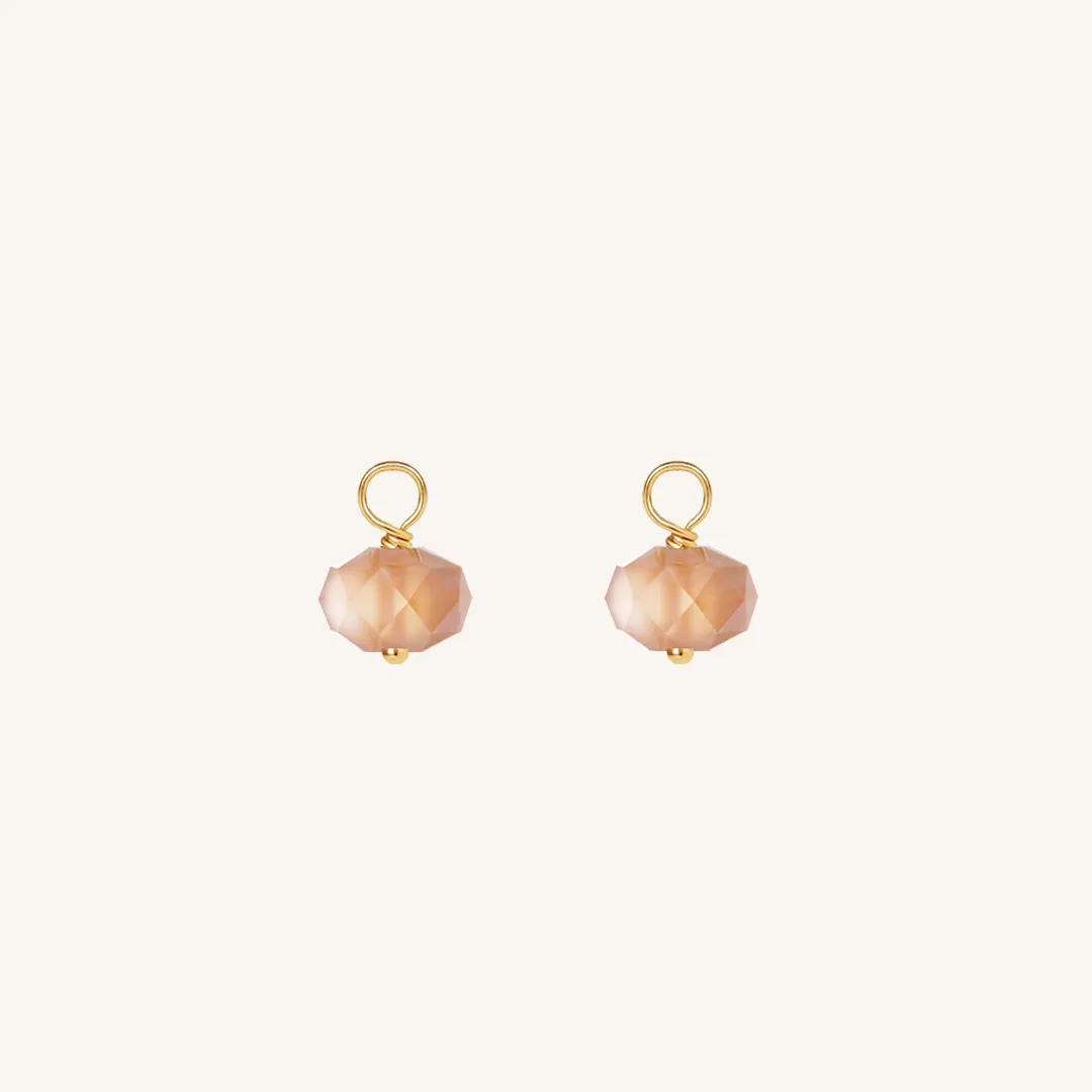 Opulent Orange Moonstone Hoop Charm - Stone of Hope (Set of 2)