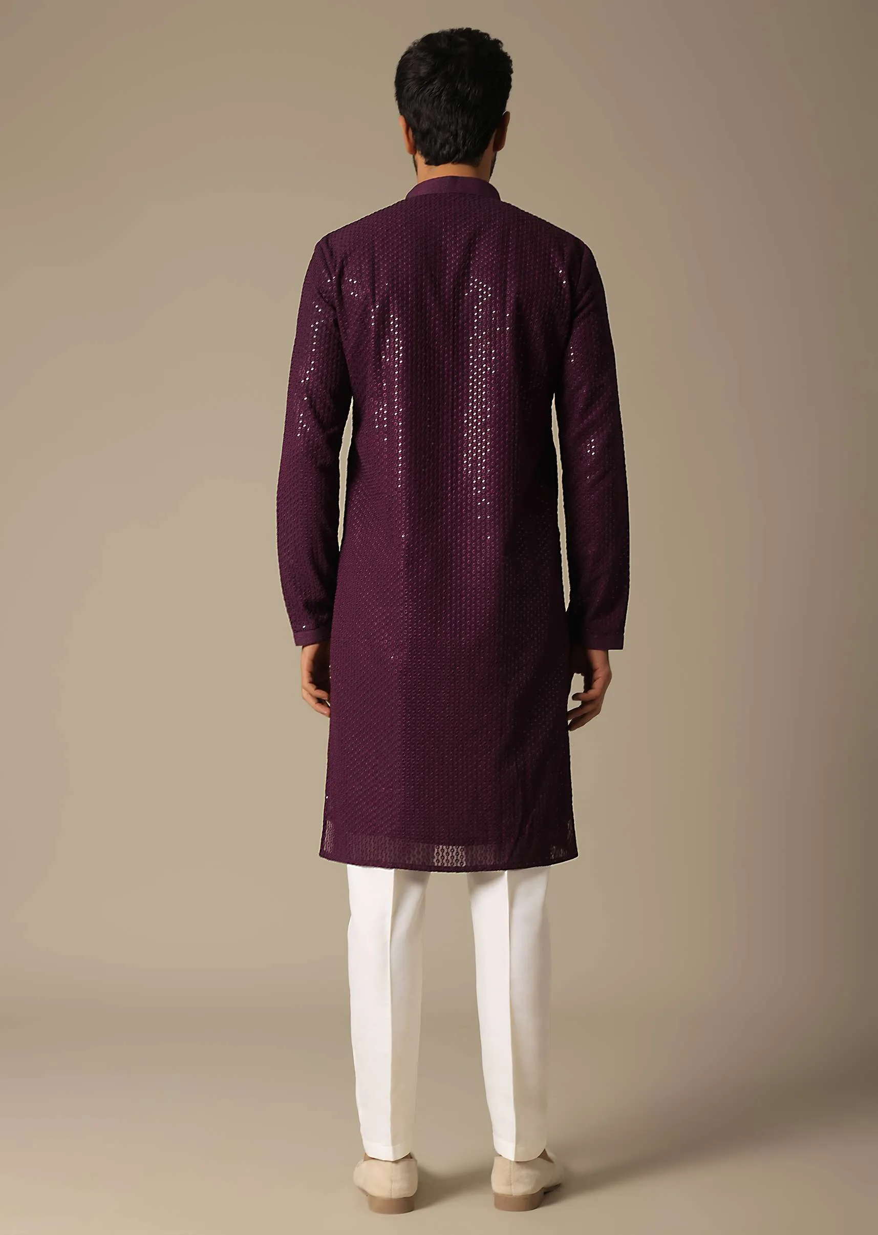 Opulent Purple Sequins Embroidered Festive Kurta Set
