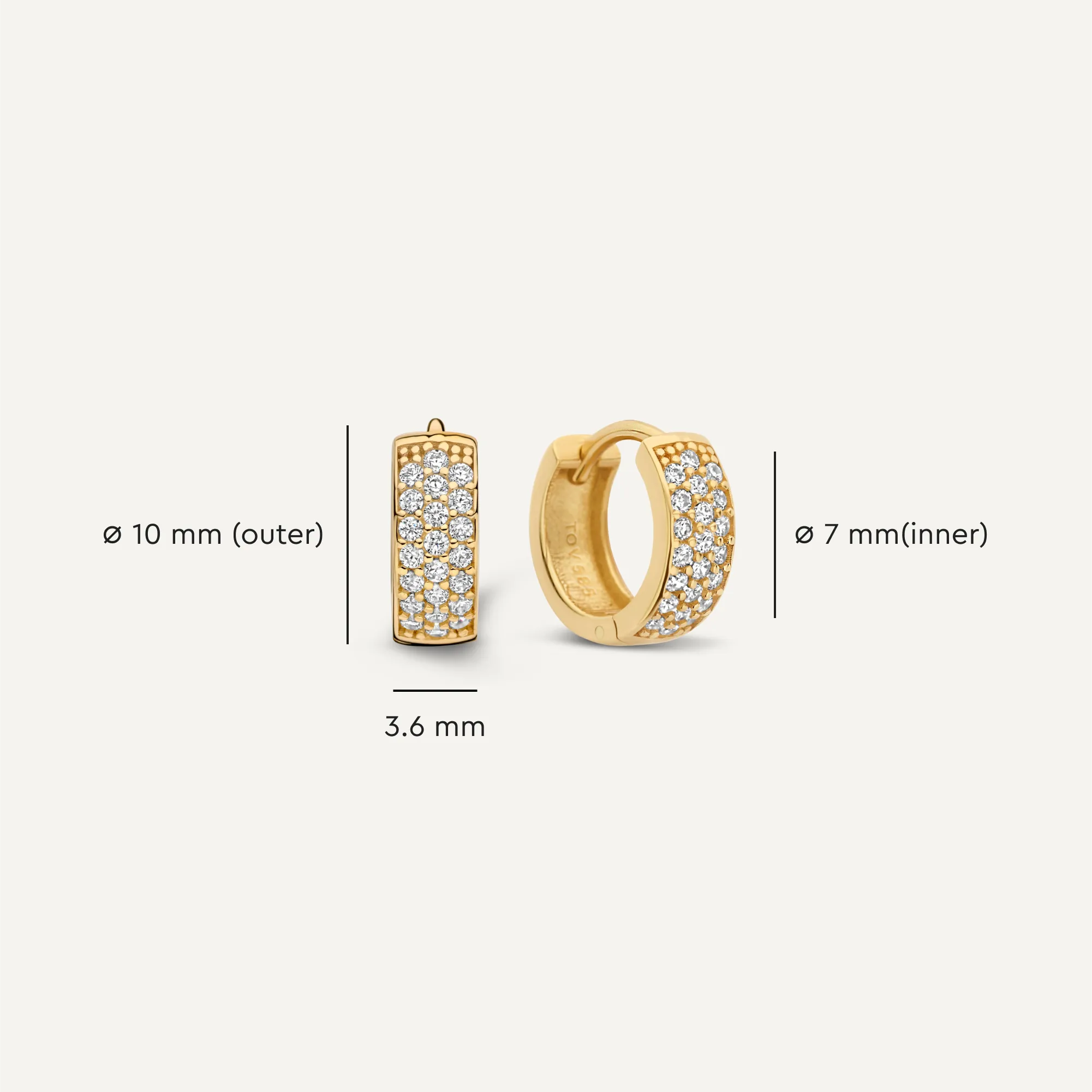 Pavé Cubic Zirconia Bold Small Huggie Hoops (10mm)