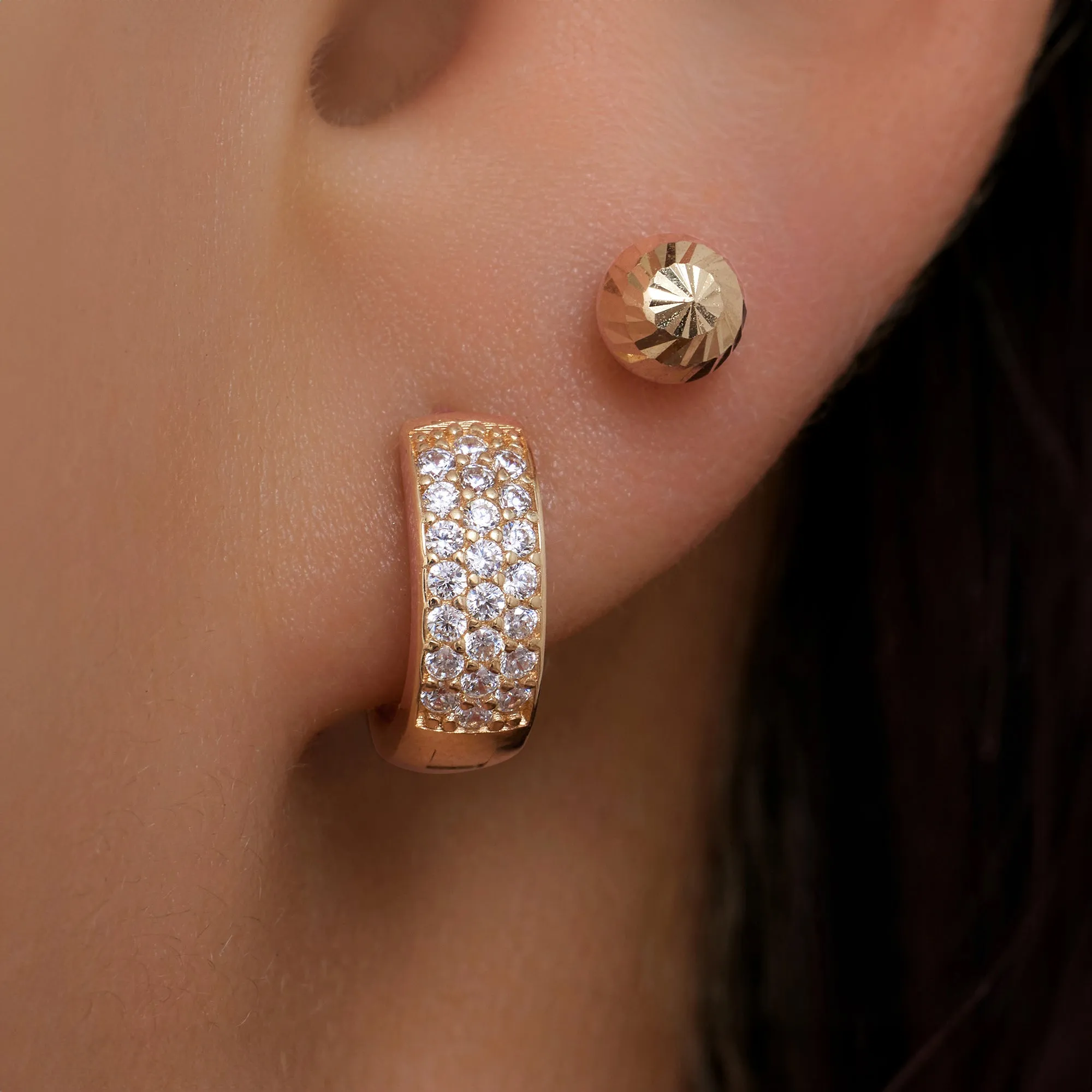 Pavé Cubic Zirconia Bold Small Huggie Hoops (10mm)