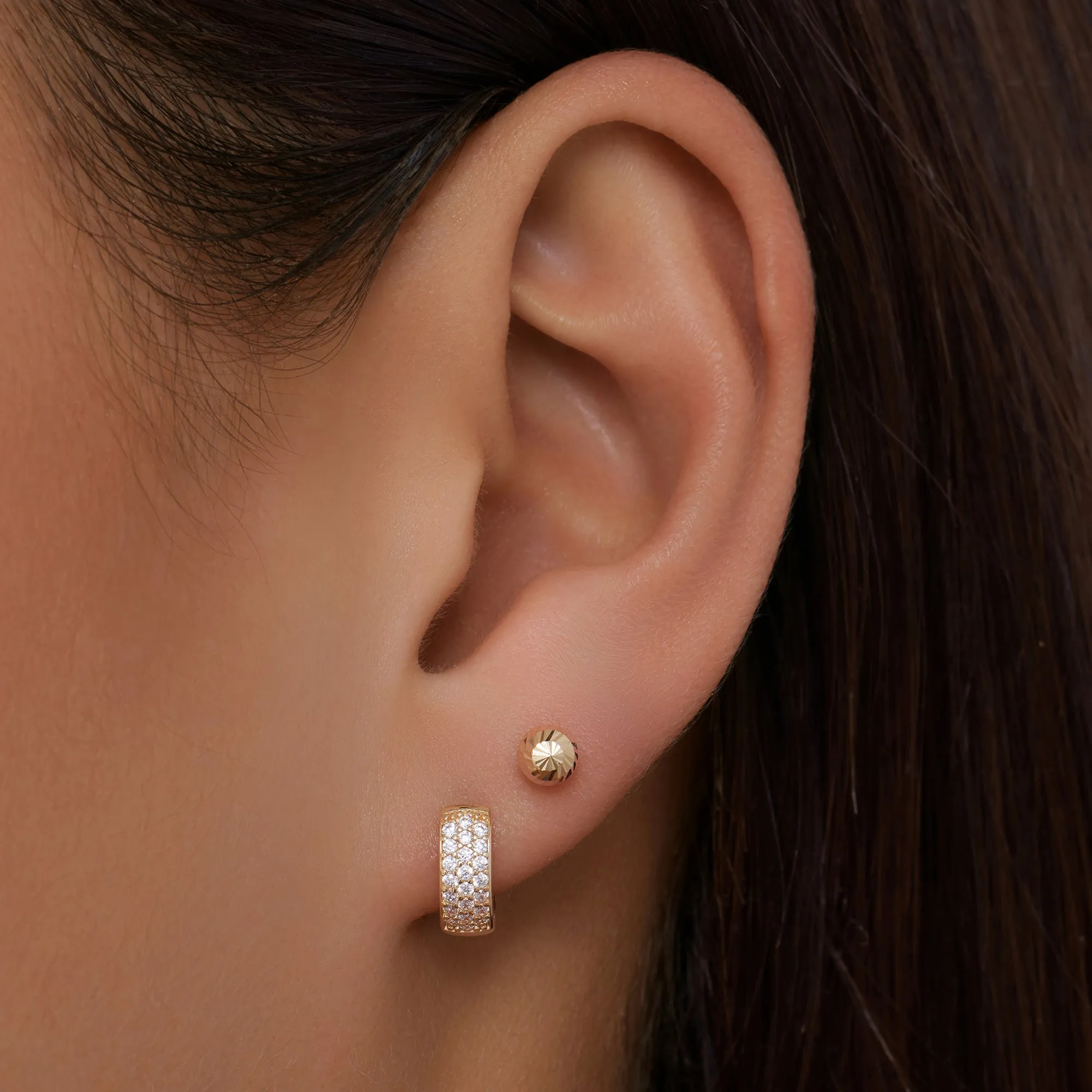 Pavé Cubic Zirconia Bold Small Huggie Hoops (10mm)