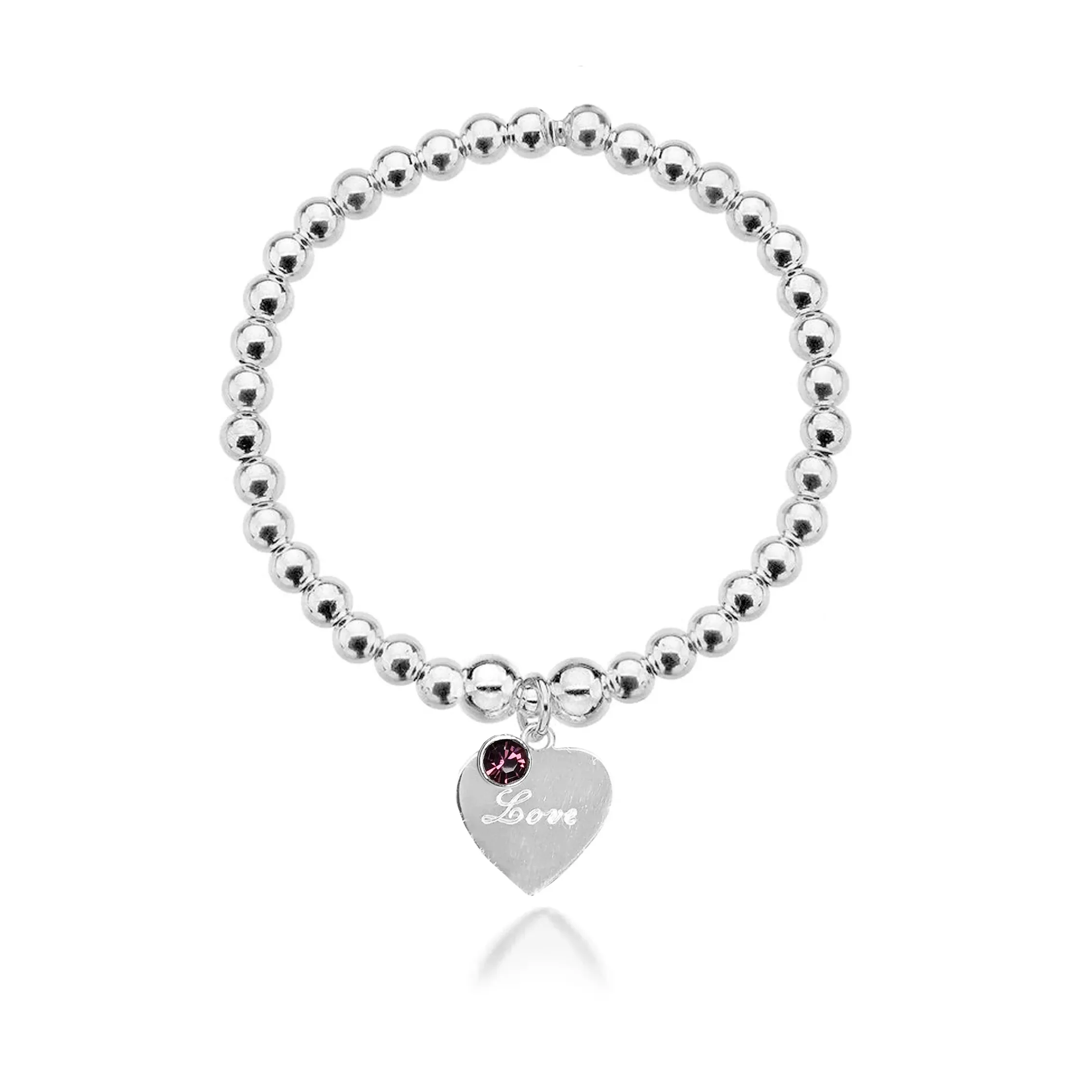 Personalised Heart Birthstone Bracelet