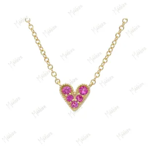 Pink Sapphire Heart Necklace 5.75x6.40mm