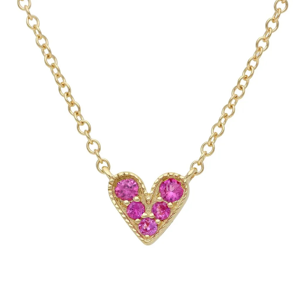 Pink Sapphire Heart Necklace 5.75x6.40mm