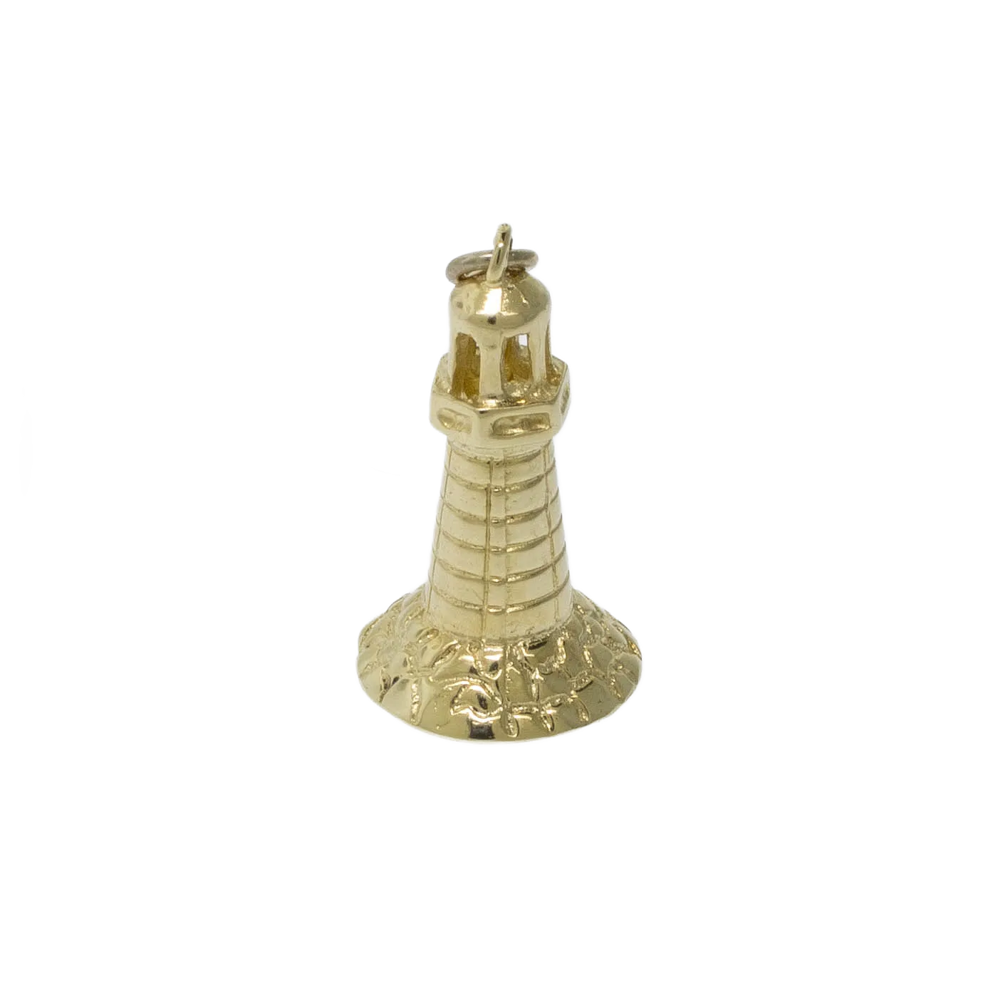 Preowned 14K Yellow Gold 3D Lighthouse Pendant Viewable from All Angles