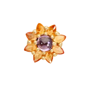 Purple & Orange Daisy Stud Earring - Made to Order