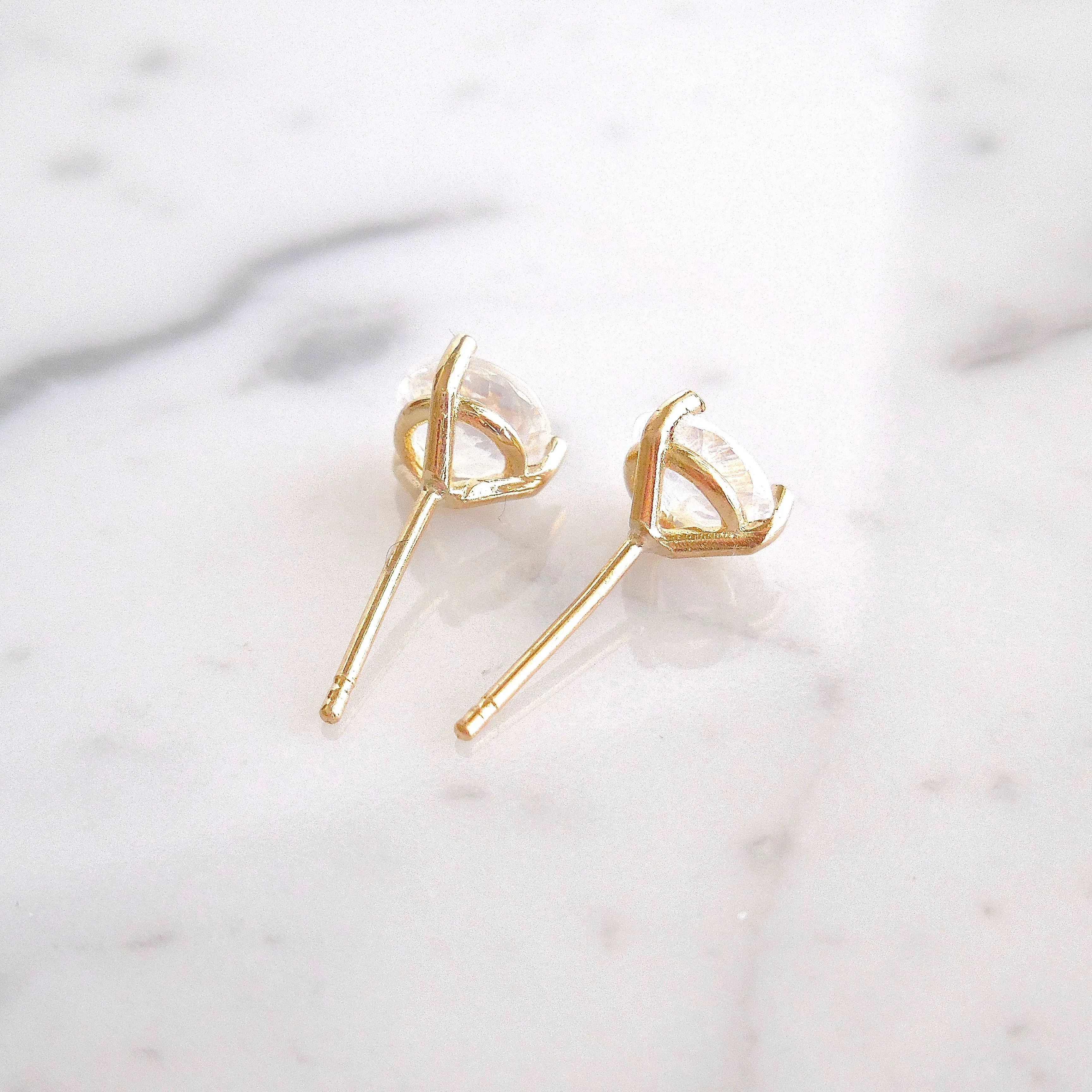 Rainbow Moonstone Stud Earrings - Moonstone Gold Stud Earrings - Moonstone Studs