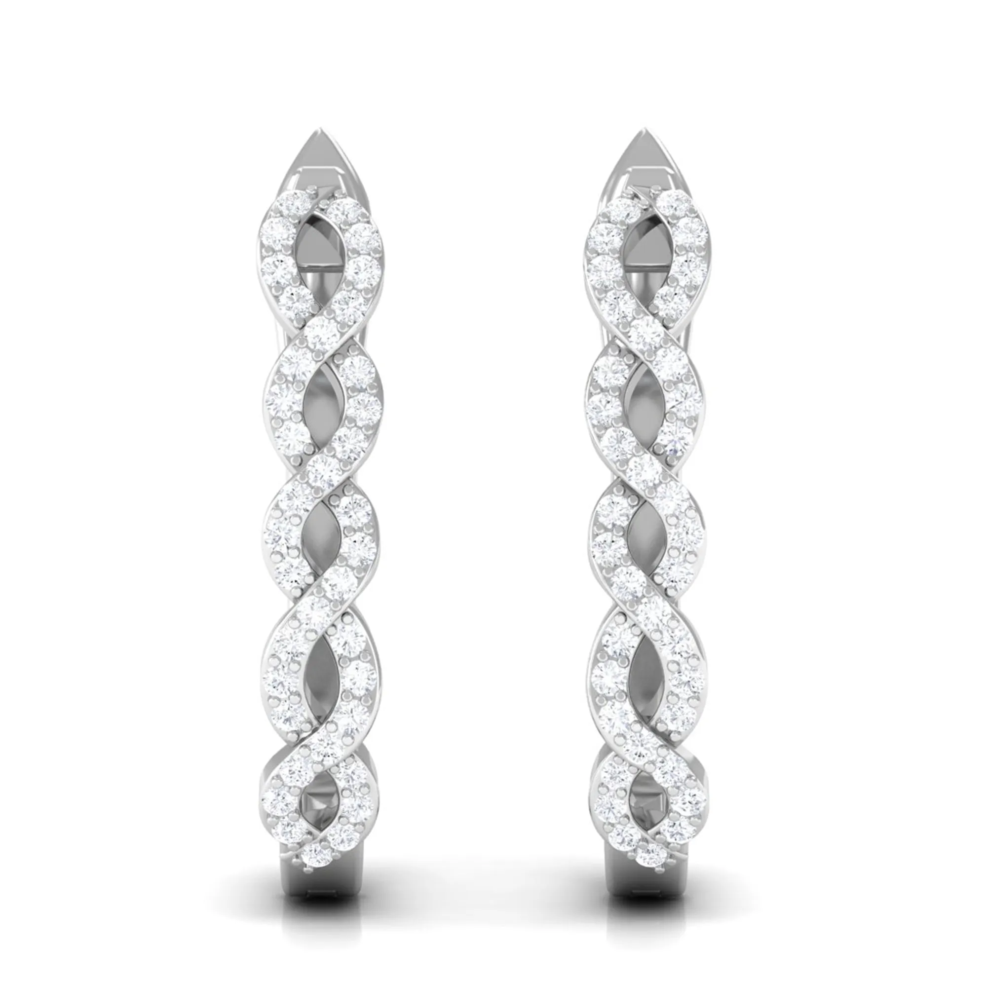 Real Diamond Twisted Rope J Hoop Earrings