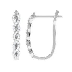 Real Diamond Twisted Rope J Hoop Earrings