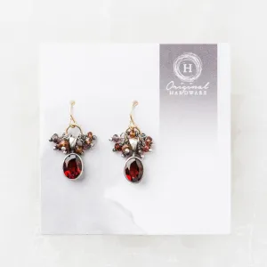 Red Garnet Oval Earrings with Tunduru Sapphire