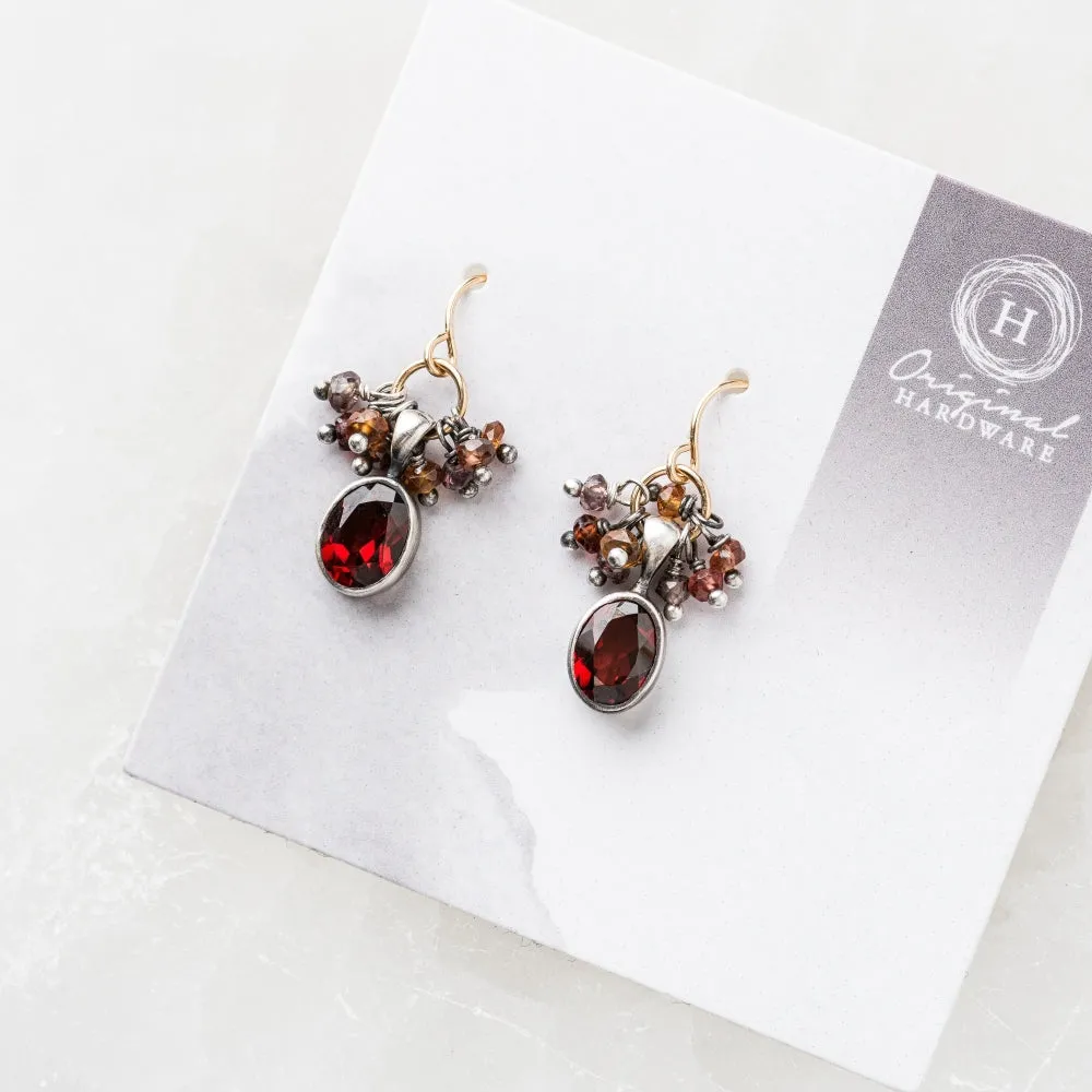 Red Garnet Oval Earrings with Tunduru Sapphire