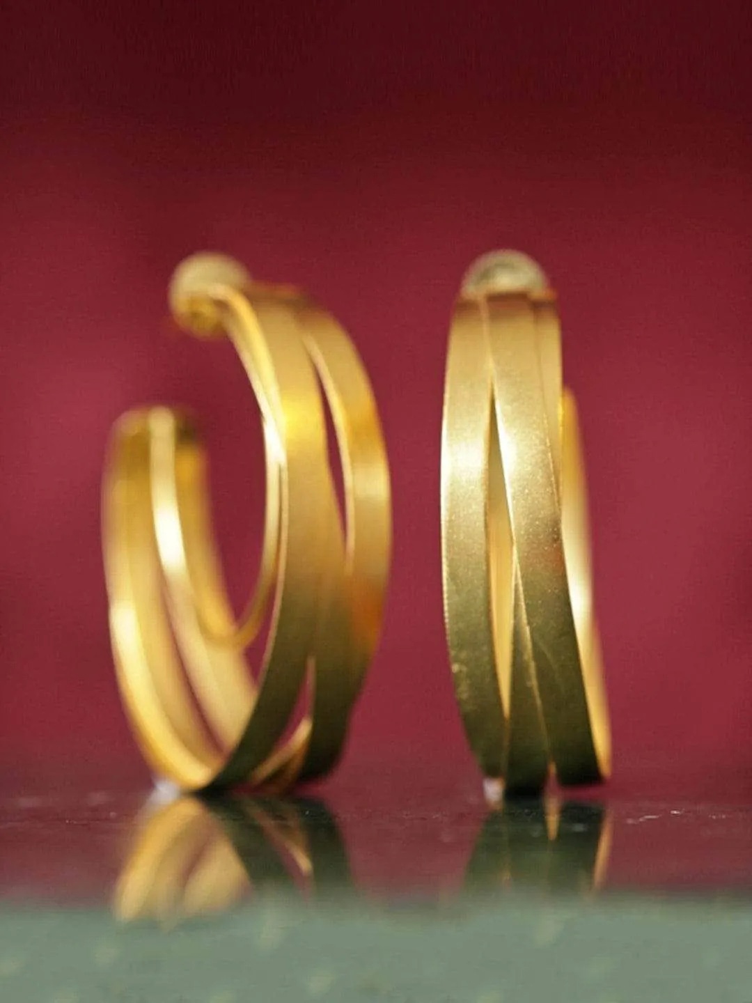 Sanjana Sanghi In Triple Layer Twisted Hoop Earrings