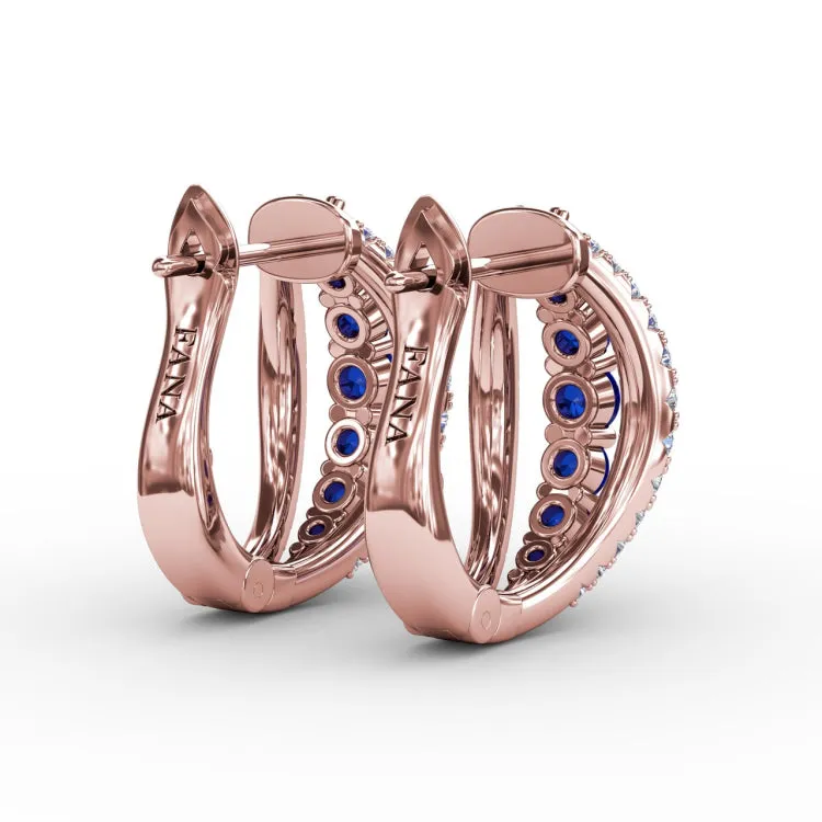 Sapphire and Diamond Hoop Earrings
