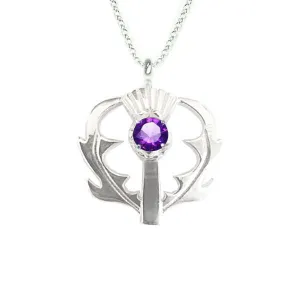 SCOTTISH THISTLE PENDANT WITH AMETHYST IN SILVER