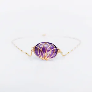 Serene Lotus Necklace in Amethyst