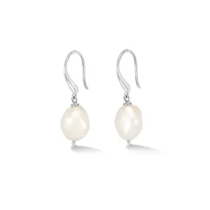 Silver & Baroque Pearl Drop Earrings