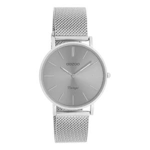 Silver coloured OOZOO watch with silver coloured metal mesh bracelet - C9938