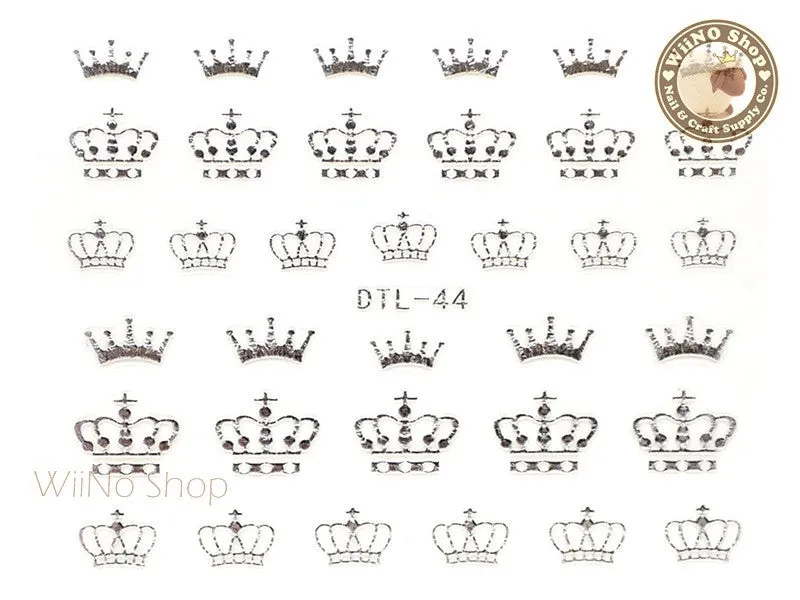 Silver Crown Nail Art Sticker - 1 pc (DTL-44S)
