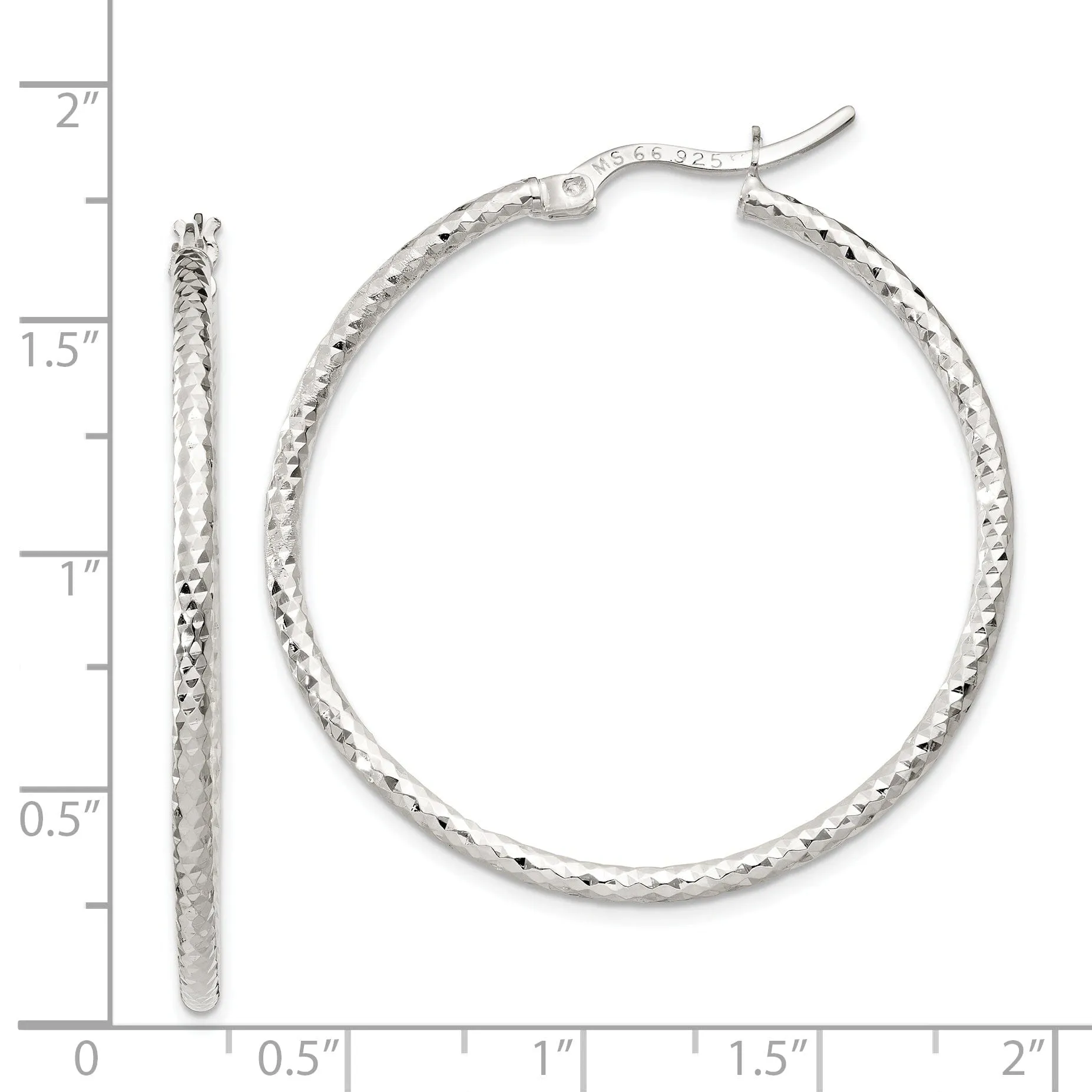 Silver D.C Hollow Large Hoop Wire Cluch Earring