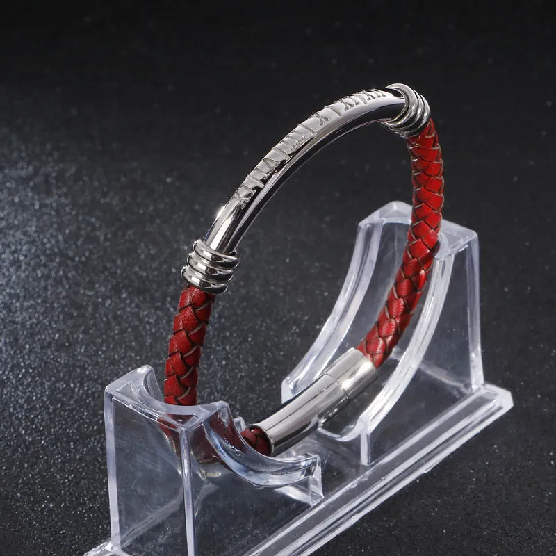 Simple Leather Rope Braided Fashion Men's Bracelet Stainless Steel