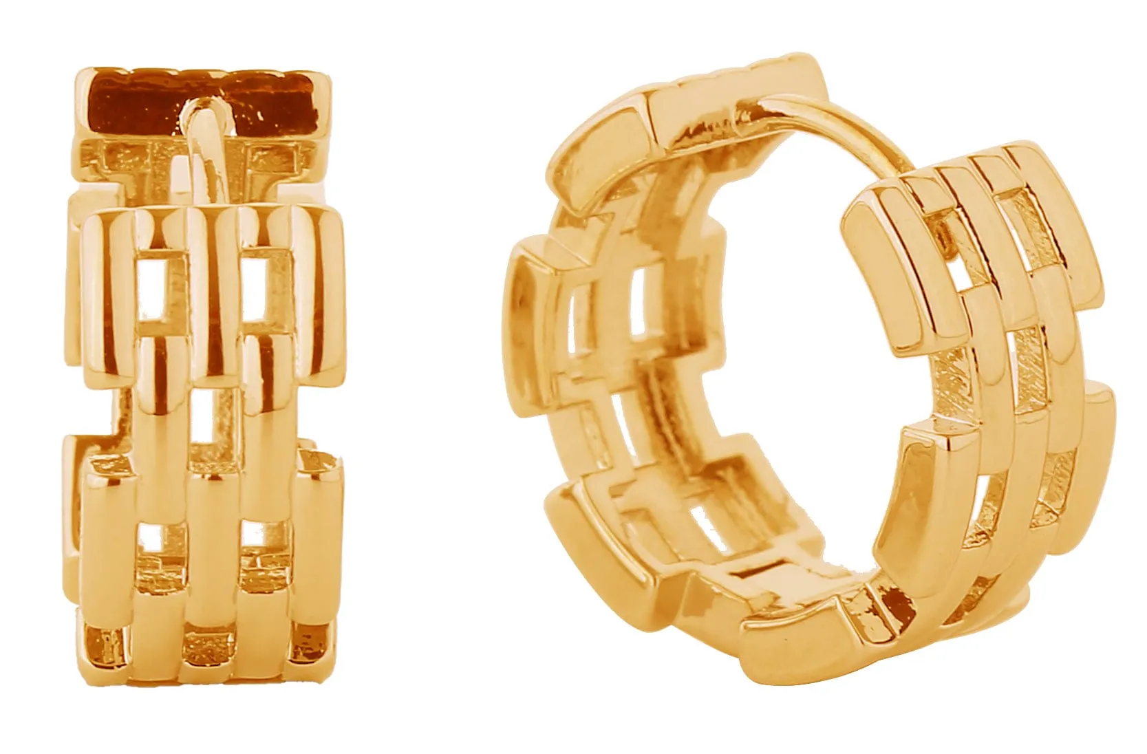 SJE310741 14K Maillon Huggie Hoop Earrings