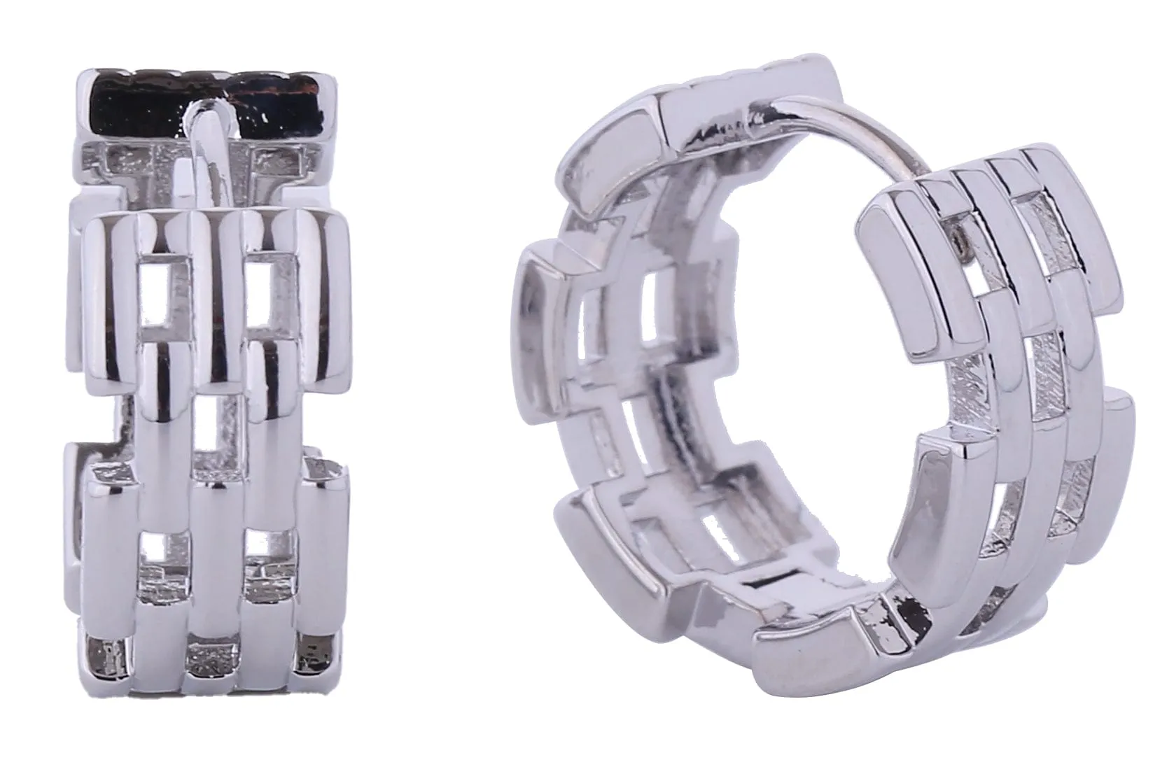 SJE310741 14K Maillon Huggie Hoop Earrings