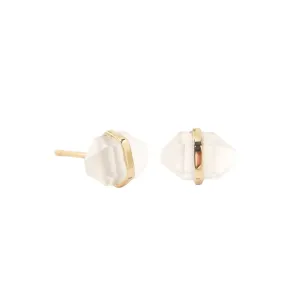 Small Herkimer Rainbow Moonstone Bezel Wrapped Studs