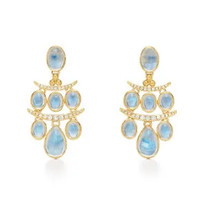 Small Moonstone Diamond Drop Earrings