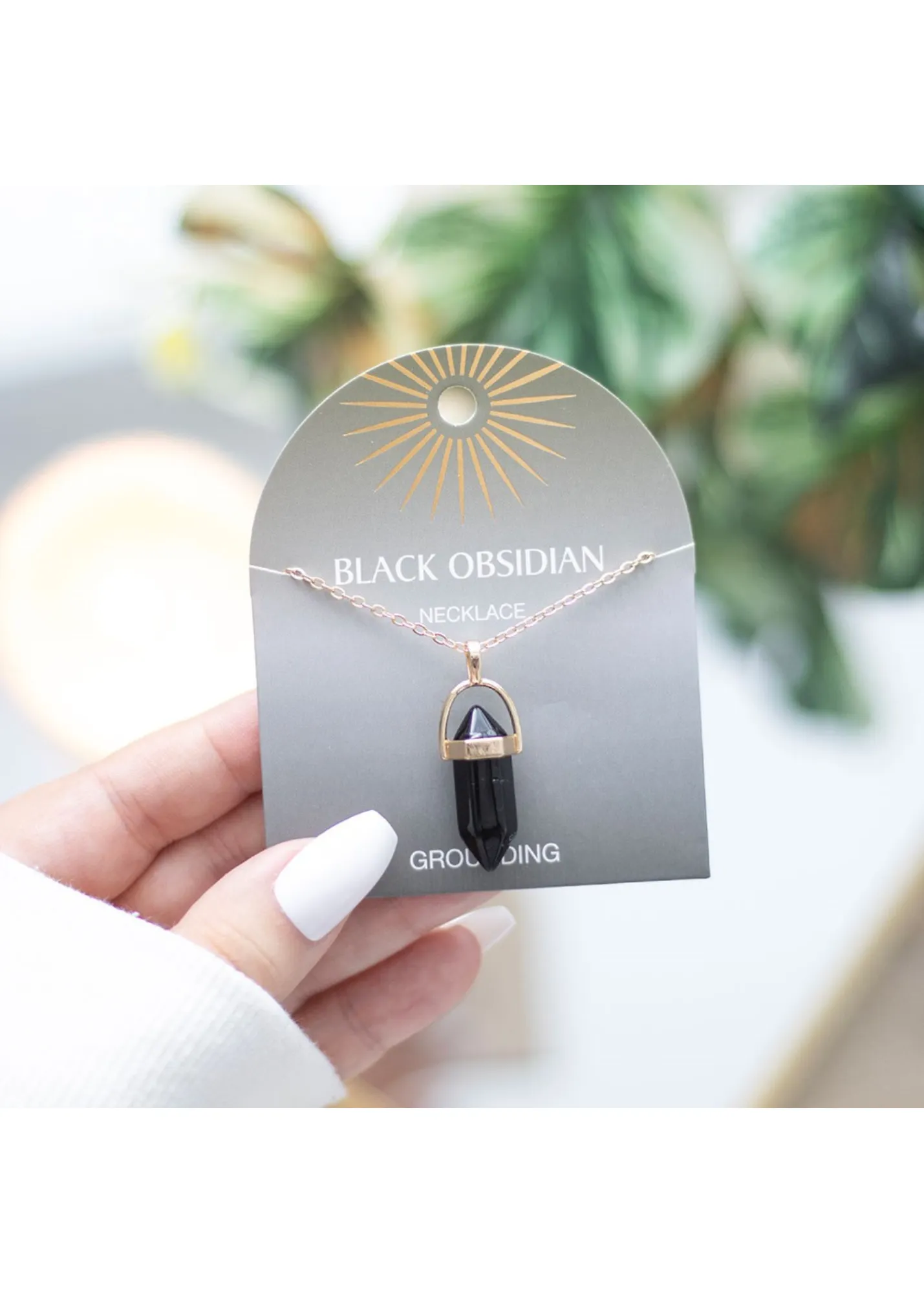 Something Different - Black Obsidian Crystal Pendant Necklace