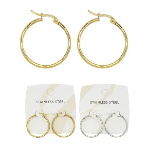 Stainless Steel 3cm Hoop Earrings 0107GS-30 ( 12 units)