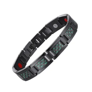 Stainless Steel Green Carbon Fiber Magnetic Bracelet