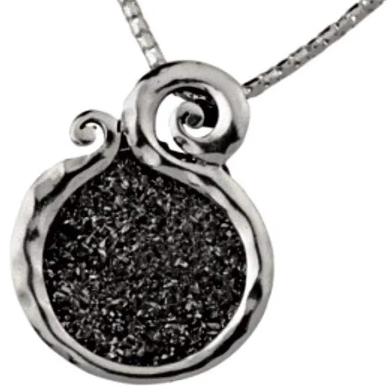 Sterling silver necklace for woman with a druze stone on a silver pendant. 45 cm long
