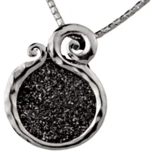 Sterling silver necklace for woman with a druze stone on a silver pendant. 45 cm long