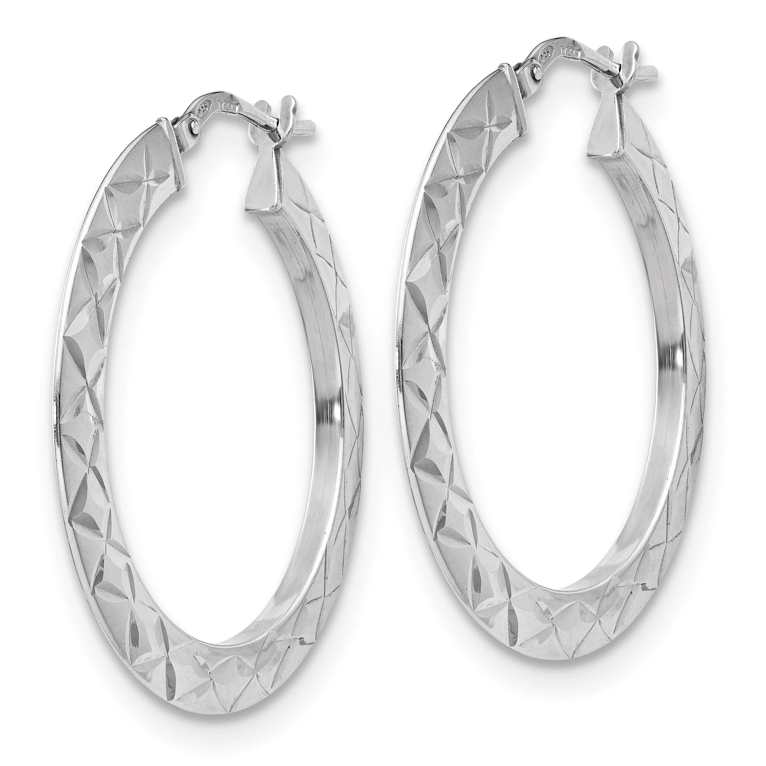 Sterling Silver Polished and D.C Hoop Earrings