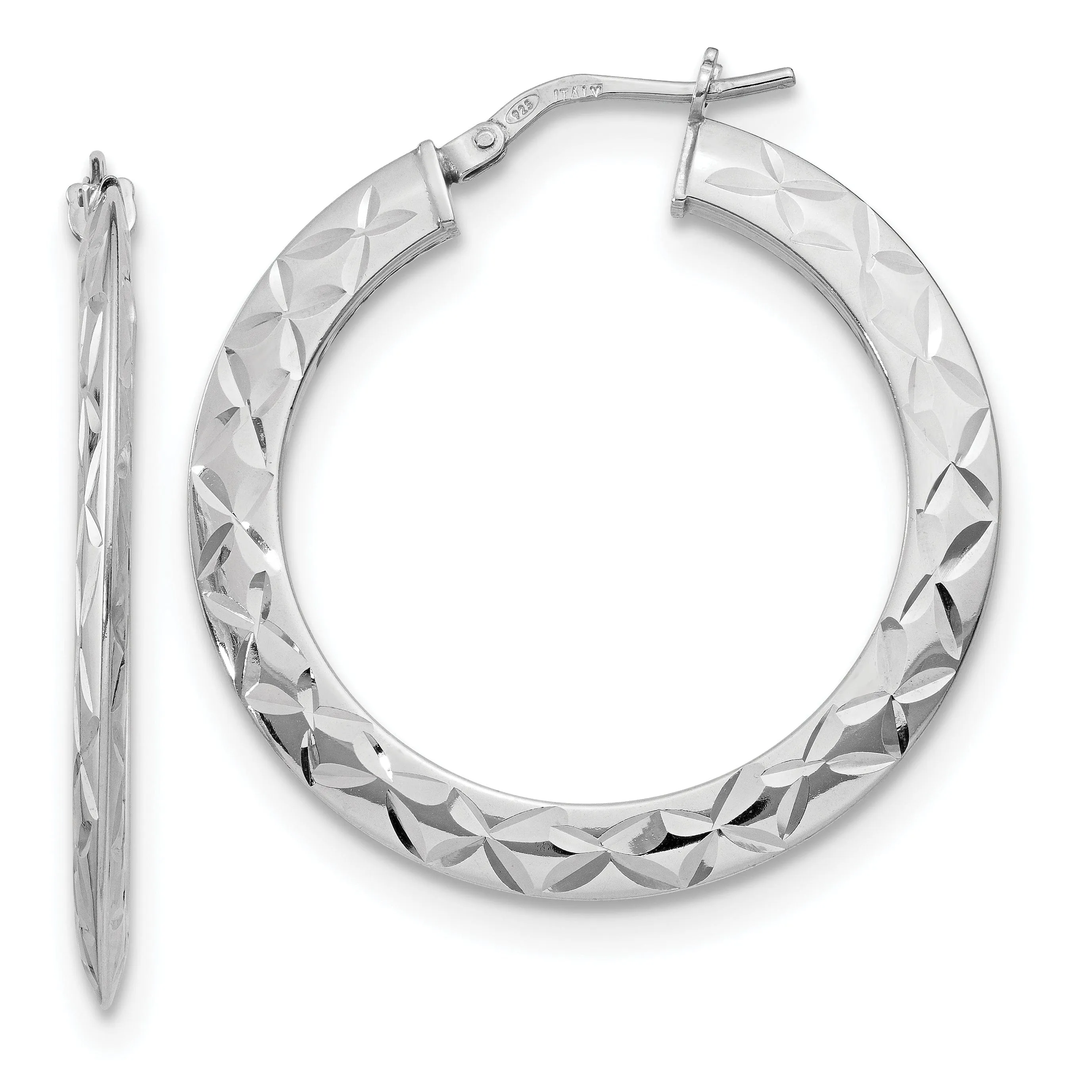 Sterling Silver Polished and D.C Hoop Earrings