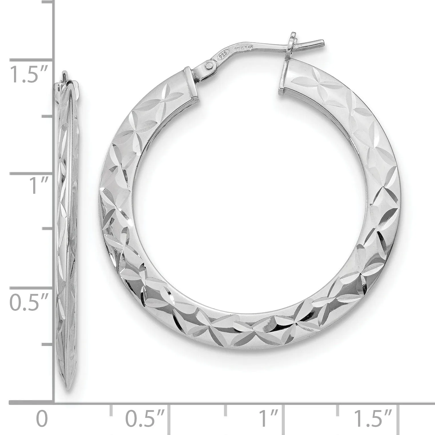 Sterling Silver Polished and D.C Hoop Earrings
