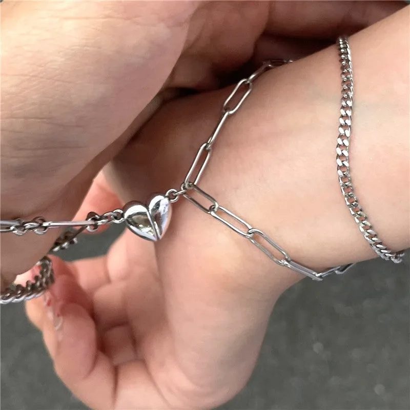 Striking Titanium Steel Ring Stacking Splicing Magnet Love Bracelet