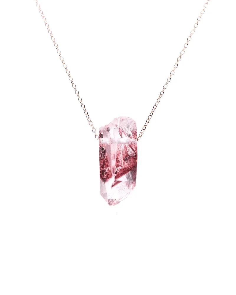 Sunset Phantom Himalayan Quartz Necklace 14k Gold