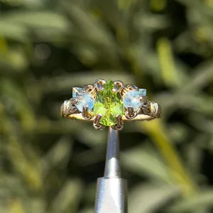 The Eternal Orna Trio Ring ✵ Aquamarine Side Stones✵