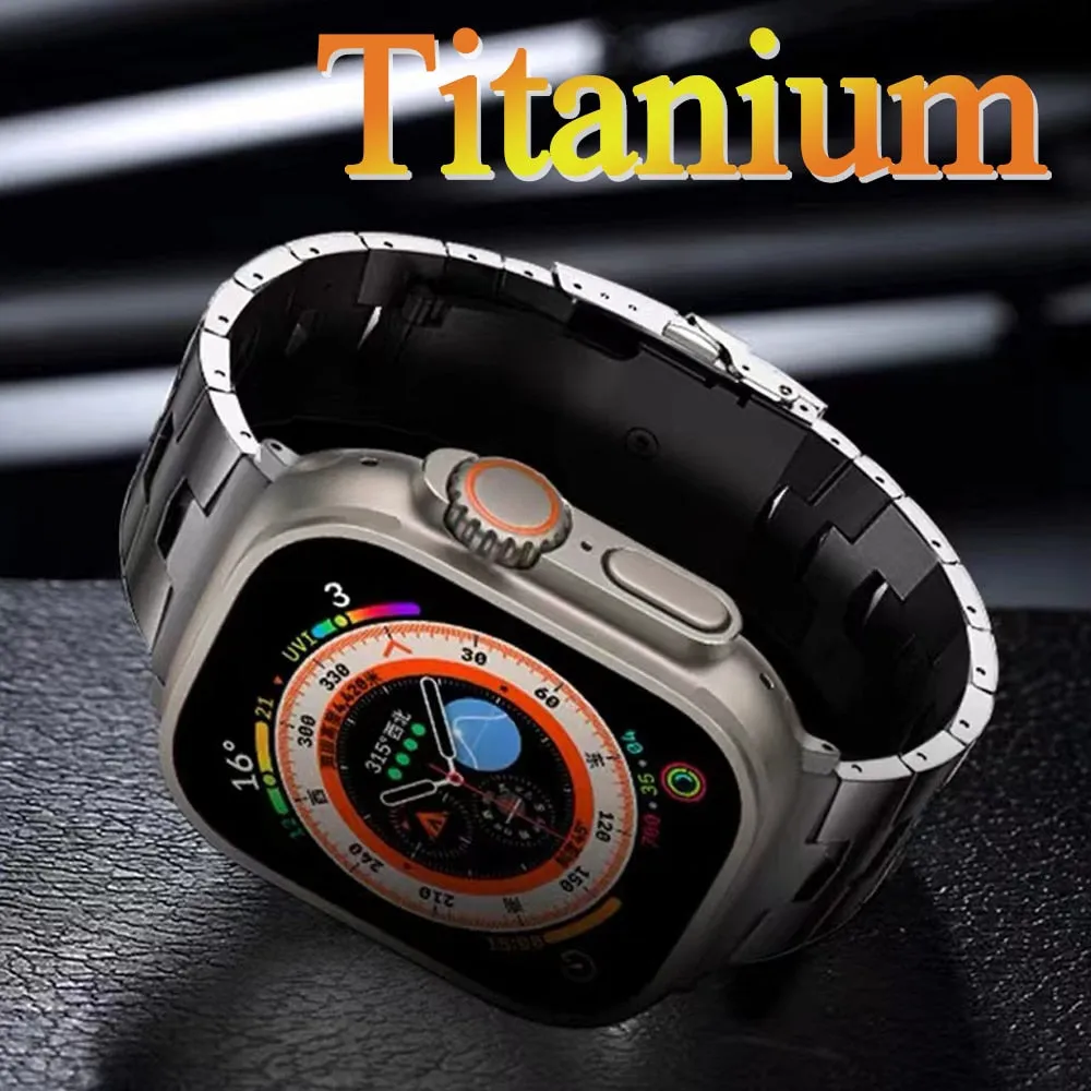 Titanium Alloy Strap For Apple Watch 8 7 Band 45mm 49mm 41mm Smartwatch Bracelet For Apple Iwatch Ultra Se 6 5 4 3 44 38 - Watchbands