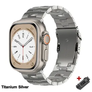 Titanium Alloy Strap For Apple Watch 8 7 Band 45mm 49mm 41mm Smartwatch Bracelet For Apple Iwatch Ultra Se 6 5 4 3 44 38 - Watchbands