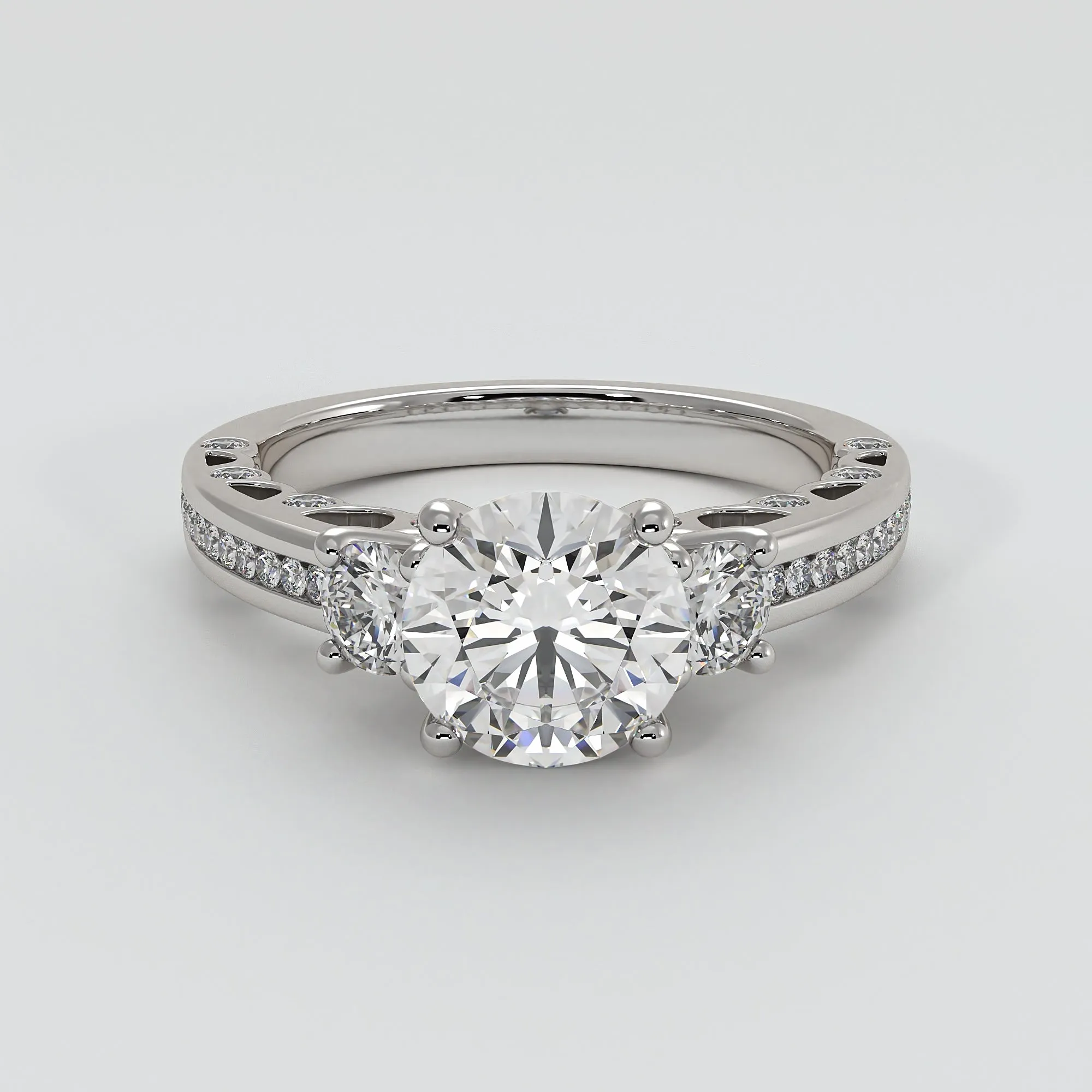 Trilogy Engagement Ring With Ornate Detail