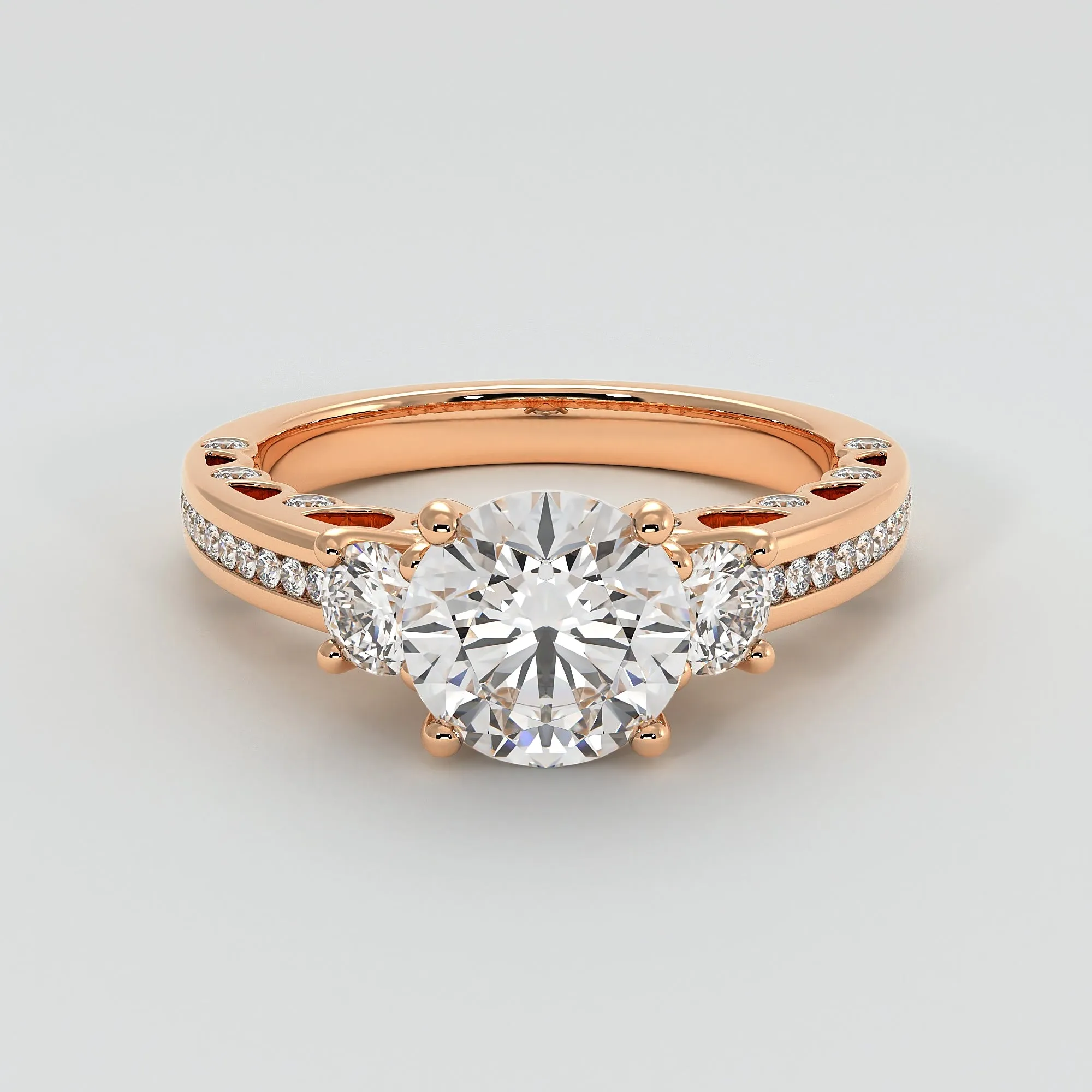 Trilogy Engagement Ring With Ornate Detail