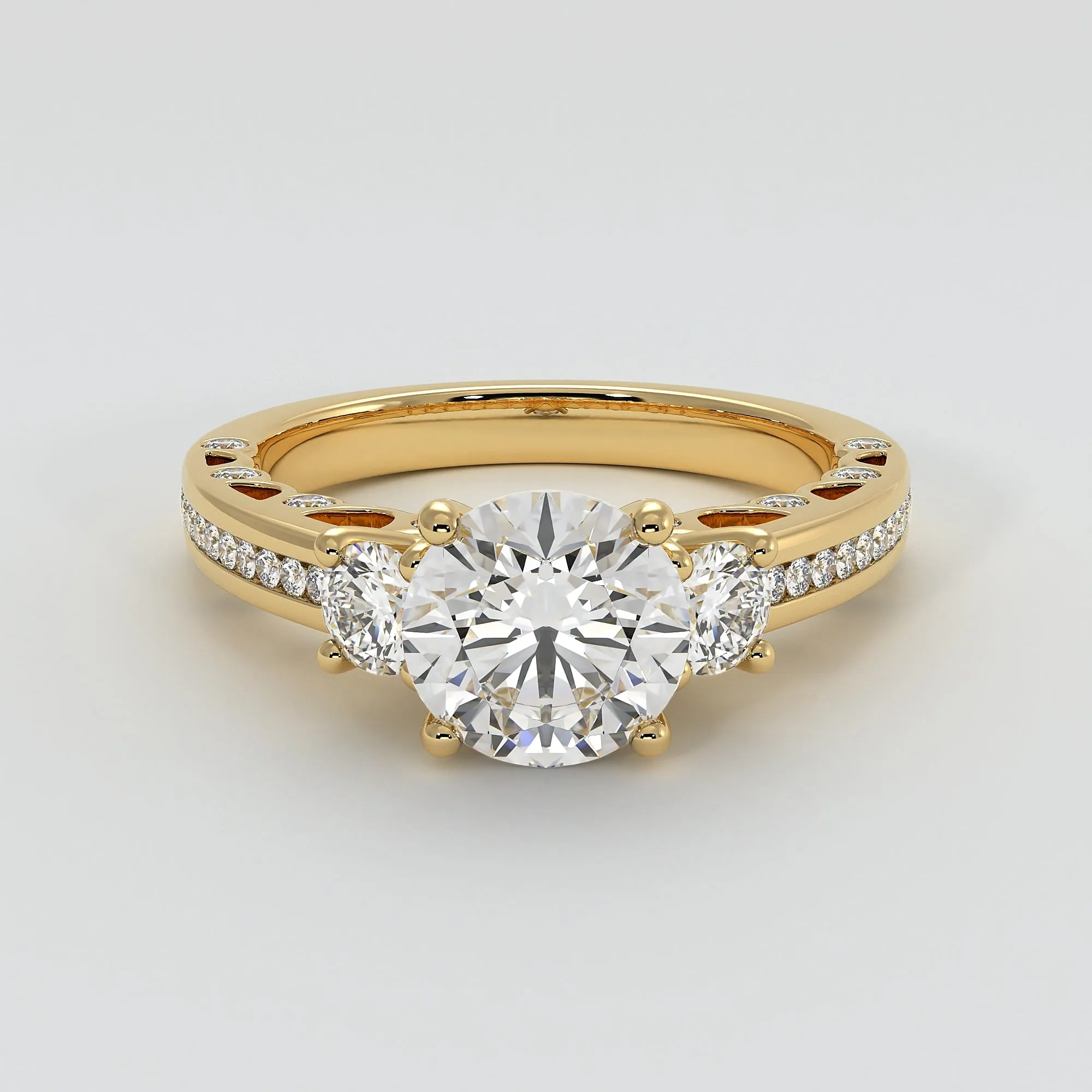 Trilogy Engagement Ring With Ornate Detail