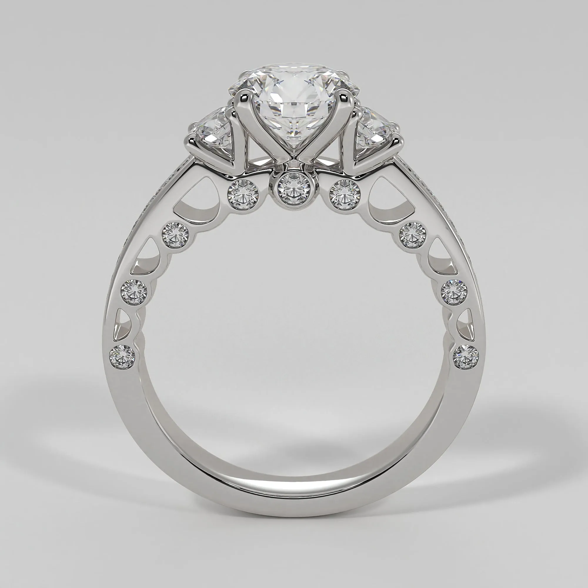 Trilogy Engagement Ring With Ornate Detail