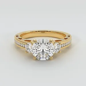 Trilogy Engagement Ring With Ornate Detail