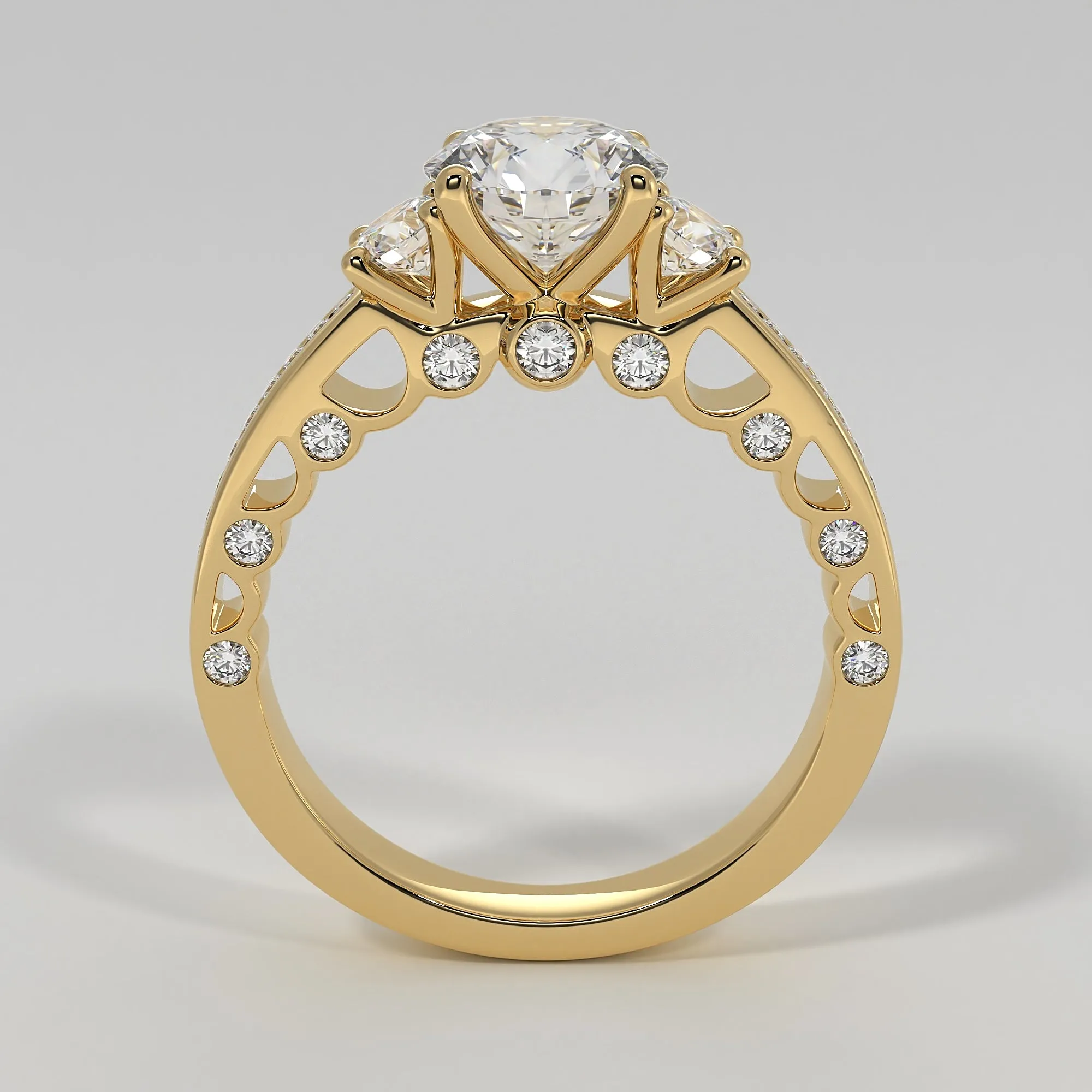 Trilogy Engagement Ring With Ornate Detail