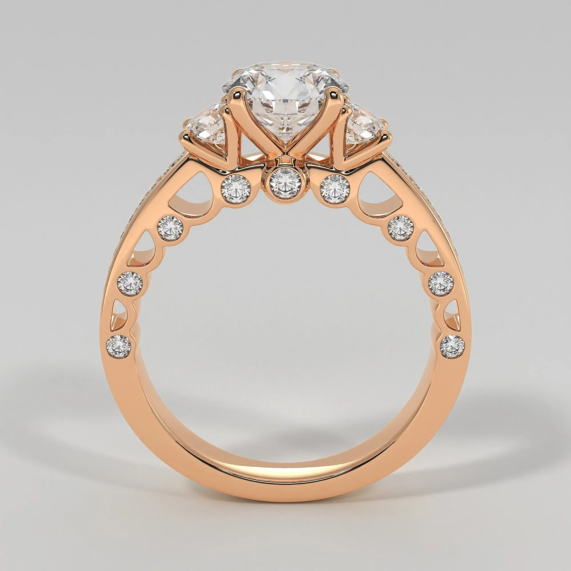 Trilogy Engagement Ring With Ornate Detail