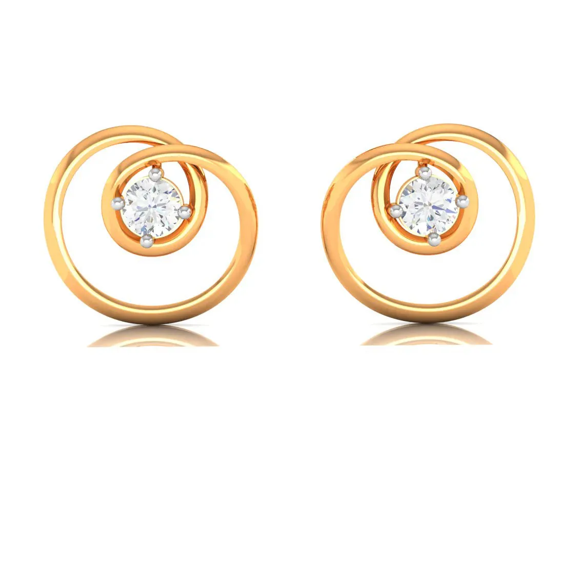 Twirled Designed Diamond And 18k Gold Earrings