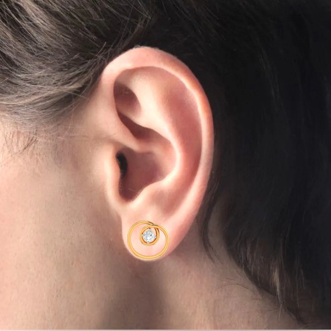 Twirled Designed Diamond And 18k Gold Earrings
